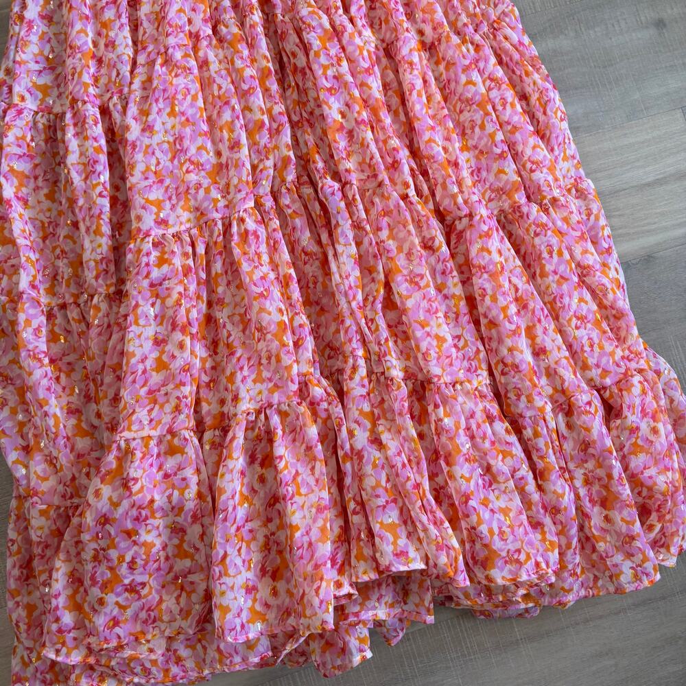 Sabina Musayev Malindi Maxi Dress Women Size Medium Orange Pink Print - Picture 5 of 9